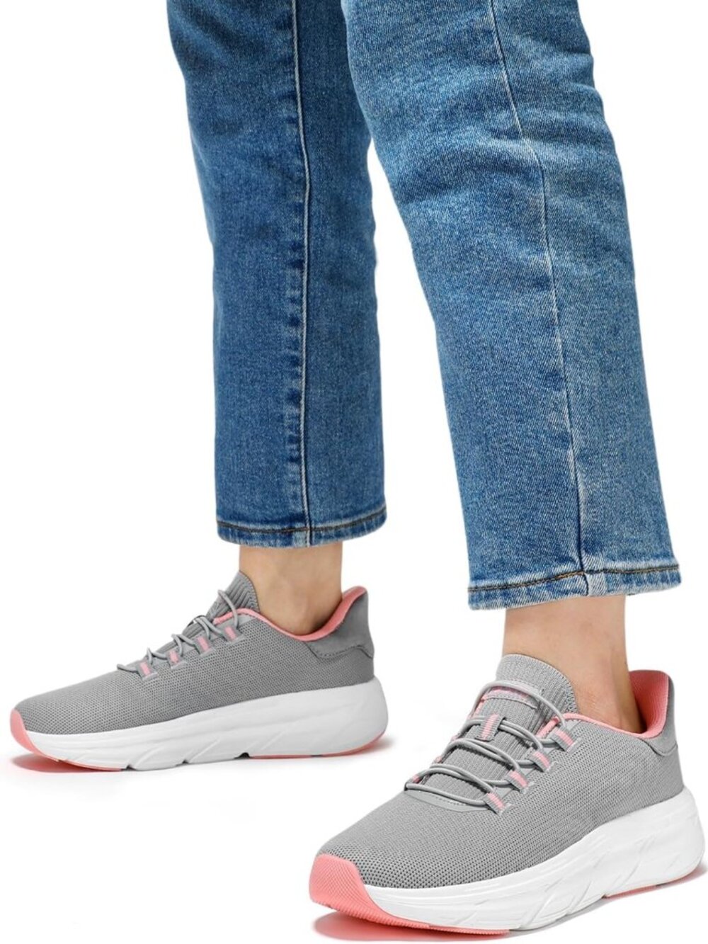 STQ Slip ins Walking Shoes Women  (Light Grey Pink)